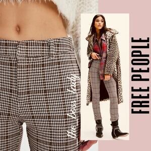 Free People plaid pants trousers slim cropped 6